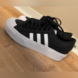 ADIDAS NIZZO Canvas Platform Shoes Sneakers Size 11 Black EUC